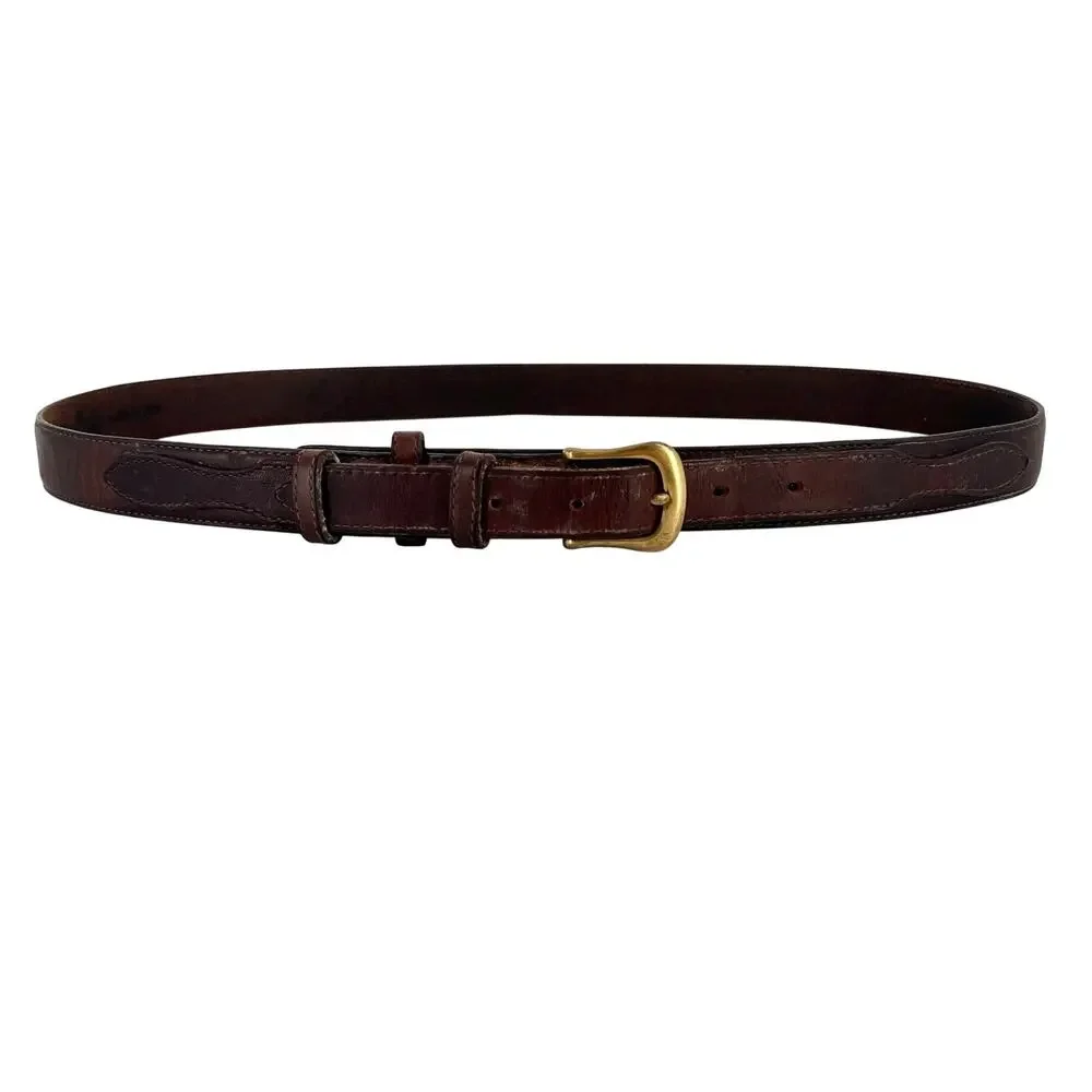 Vintage Ranger Belt Sebago Brown Leather Size 40